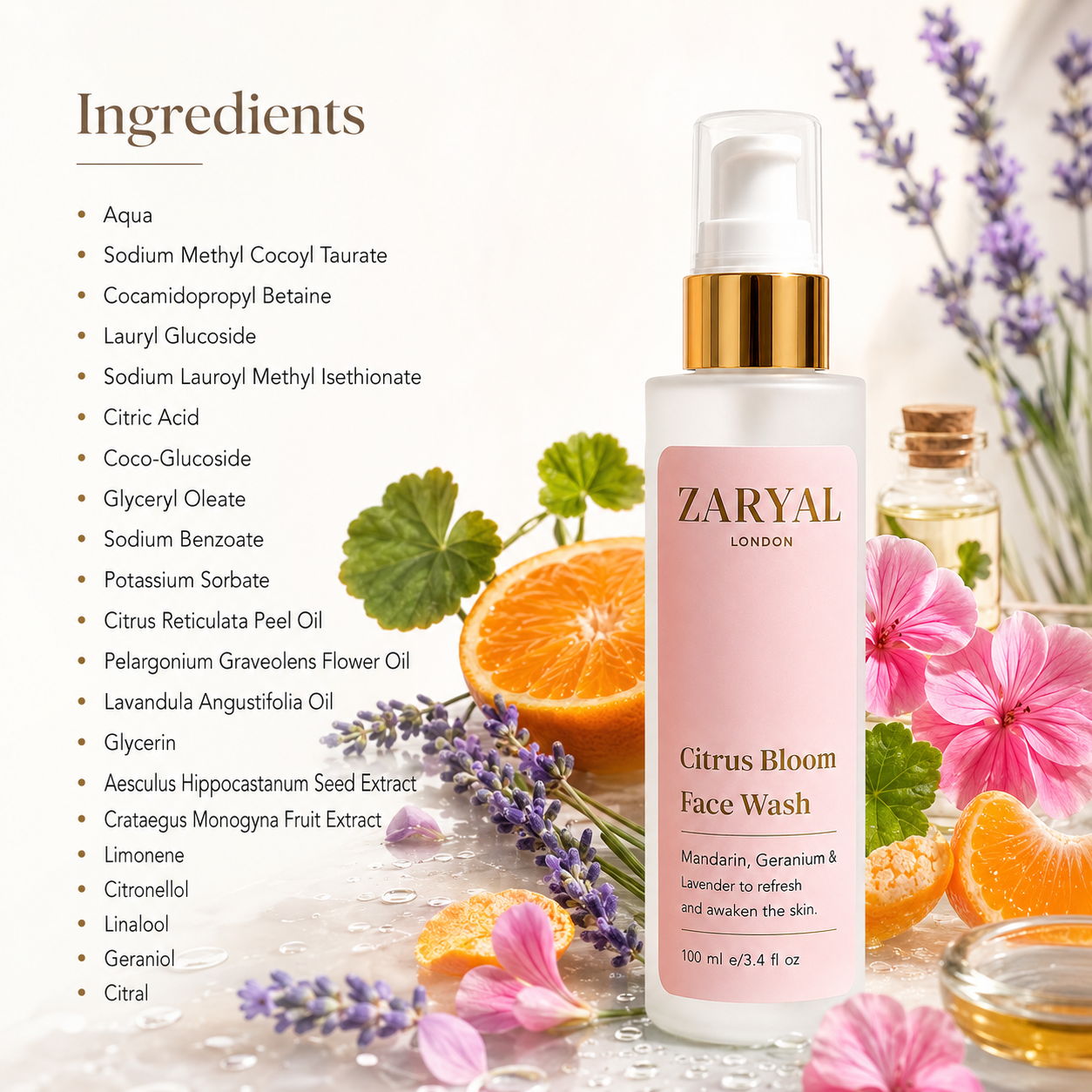 Citrus bloom face wash Ingredients